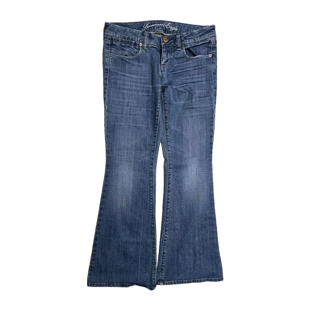 Vintage American Eagle Women's Real Flare Low Rise 6 Short Blue
